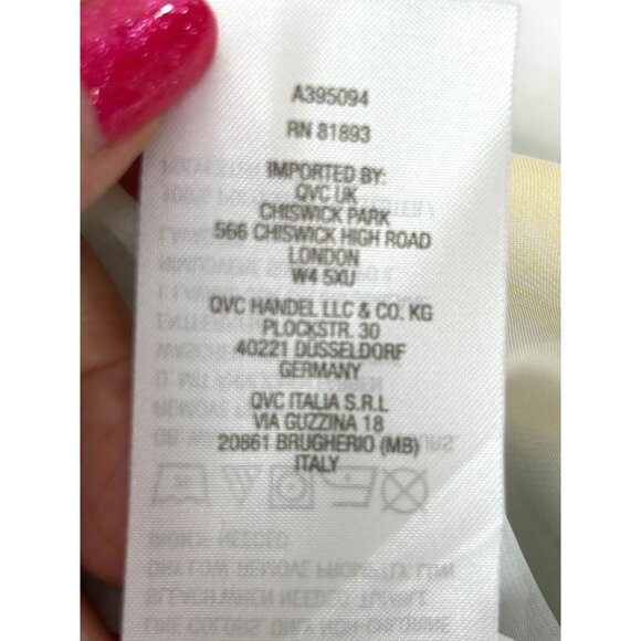 Susan Graver Women’s Tunic Top XL V-Neck Yellow Grey White Horizontal Stripes - Picture 7 of 12